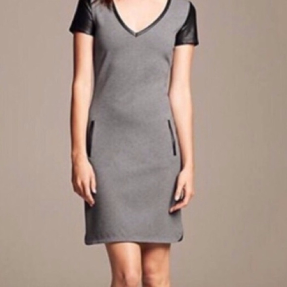 Banana Republic Faux Leather Sleeve Dress
